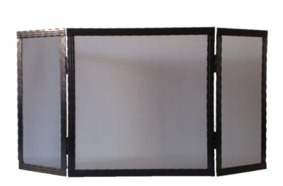 Παραβάν Τζακιού Σιδερένιο Μασίφ Σφυρήλατο 50(+24+24)x50εκ. Black