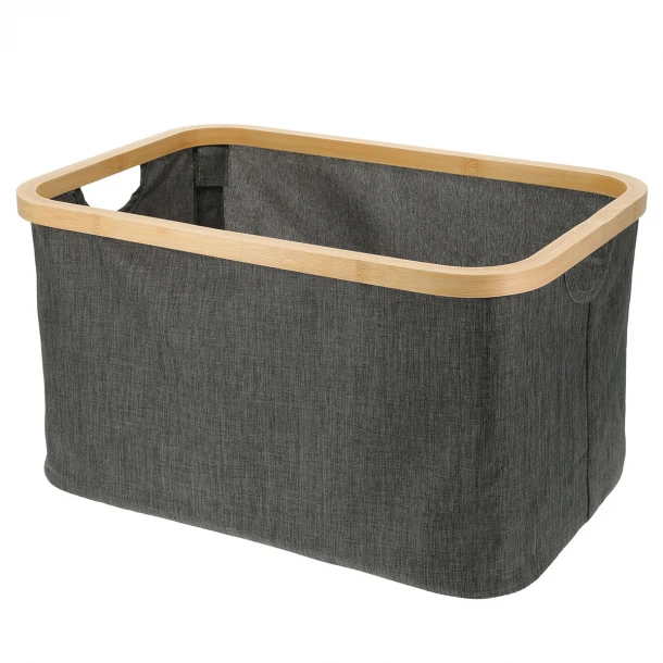 Καλάθι Αποθήκευσης Polyester- Bamboo 45x30x24,5εκ. Deep Grey MRShome 0072000