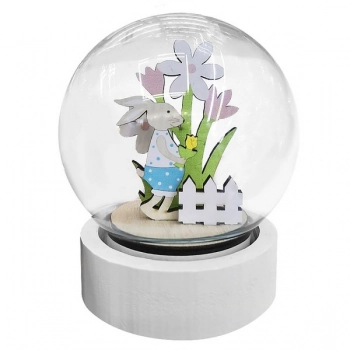 Πασχαλινή Γυάλινη Σφαίρα Λαγός Με Λουλούδια & Φως 8x12εκ. Bunny's 73-2077