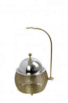 Επιτραπέζιο Θερμαινόμενο Σκεύος Χρυσό Chaffing Dish Gel Wax ESPIEL 30x30x33-55εκ.-2,5lt TAF117