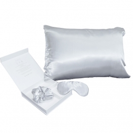 Σετ Ύπνου 3τμχ Pure Silk Μαξιλαροθήκη-Μάσκα Ύπνου-Λαστιχάκι Μαλλιών Silver Melinen 20004964