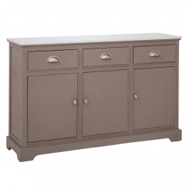 Μπουφές Ξύλινος Με 3 Πόρτες Και 3 Συρτάρια Γκρι Με Μαρμάρινη Επιφάνεια iliadis 120x35x75εκ. 92601