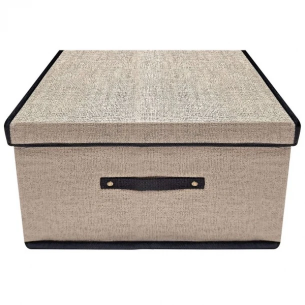 Κουτί Αποθήκευσης Μπεζ Ορθογώνιο 37x24x24εκ. Homie 81-1052