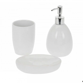 Σετ Μπάνιου 3τμχ Δολομίτη White MRShome 0100001