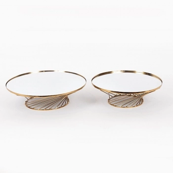 Δίσκος Σετ 2τμχ Μεταλλικός Με Καθρέπτη Χρυσός 35x10εκ.-30,5x10εκ. ESTHETI 819-00176