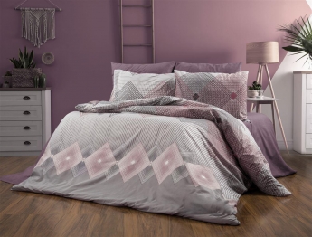 Σετ Σεντόνια 4τμχ Polycotton Υπέρδιπλα 220x240εκ. Καλλιρόη 606 Grey-Burgundy DimCol