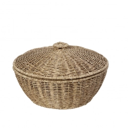 Καλάθι Με Καπάκι Ψάθινο Μπεζ ESPIEL 28x28x18εκ. KOD142
