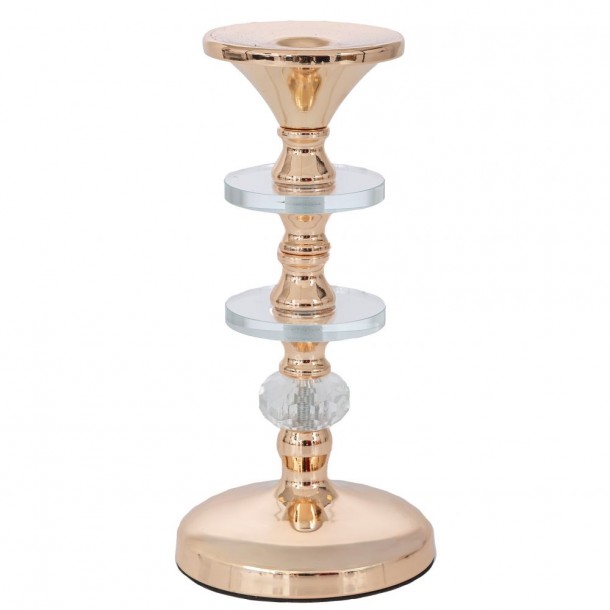 Κηροπήγιο Μεταλλικό-Ακρυλικό Χρυσό 11x24εκ. iliadis 91770