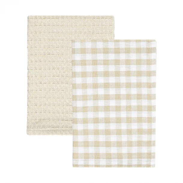 Σετ 2τμχ Πετσέτα Κουζίνας Βαμβακερή 45x65εκ. Casa Μπεζ Estia 01-36003