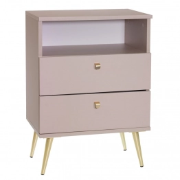 Κομοδίνο Ξύλινο Με Μεταλλικά Πόδια Μπεζ-Χρυσό Stolik 50x34x69εκ. iliadis 93750