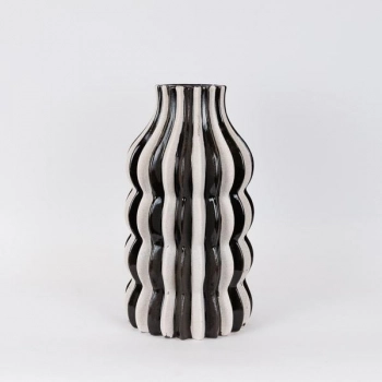 Βάζο Κεραμικό Λευκό-Μαύρο 21x21x38εκ. ESTHETI 752-20427