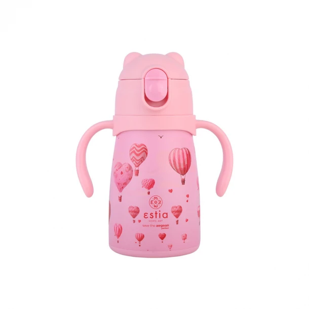 Θερμός Παιδικό Ανοξείδωτος Με Καλαμάκι 300ml-7,3x13x16,5εκ. Love Ascend Save The Aegean Bubble Bottle Estia 01-33231