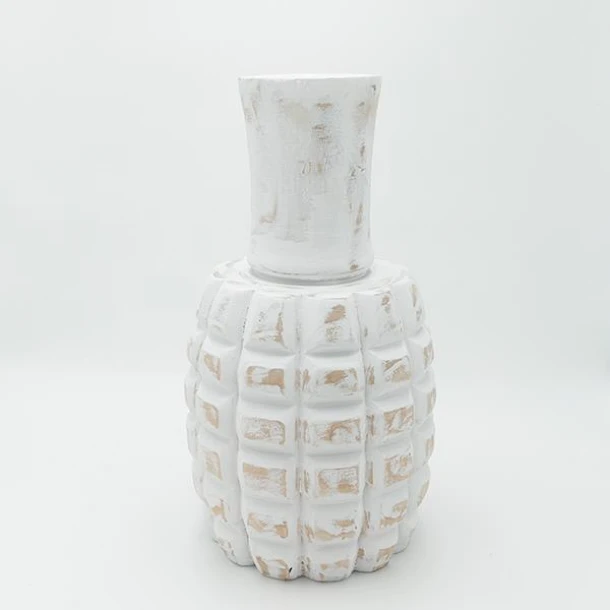 Βάζο Ξύλινο Λευκό-Καφέ 22x41εκ. ESTHETI 819-00400