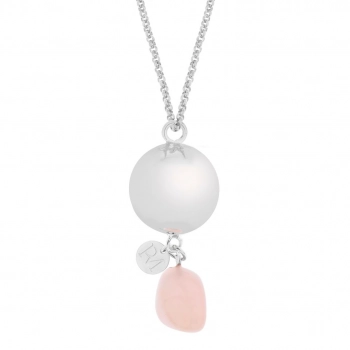 Μενταγιόν Εγκυμοσύνης Ανοξείδωτο Ατσάλι 110εκ. Silver Linn Ροζ Χαλαζίας Proud Mama PM-637