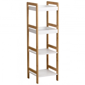 Ραφιέρα 4 Θέσεων Bamboo-MDF Μπεζ-Λευκή 34x33x110εκ. MRShome 1148000