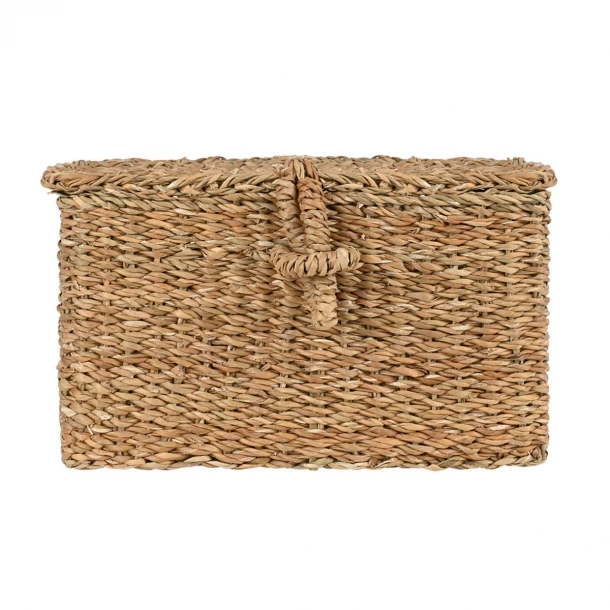 Καλάθι Οργάνωσης Με Καπάκι Ψάθινο Nerina Natural Estia 30x20x15εκ. 02-41687