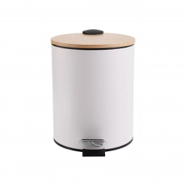 Καλάθι Απορριμμάτων Ανοξείδωτο-Bamboo Λευκό Essentials Estia 5lt 02-12731