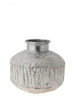 Βάζο Μεταλλικό Ασημί-Λευκό 28x24,5εκ. Zen Collection 24.27.49922