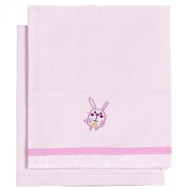 Σετ Σεντόνια 2τμχ Βαμβακερά Λίκνου 80x110εκ. Elephant Ροζ 23021