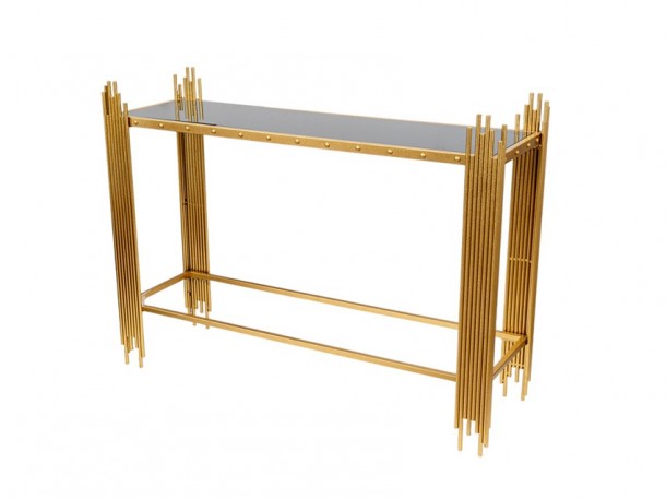 Κονσόλα Μεταλλική Με Τζάμι Χρυσή-Μαύρη 108,5x32,5x80εκ. Zen Collection 25.54.52050