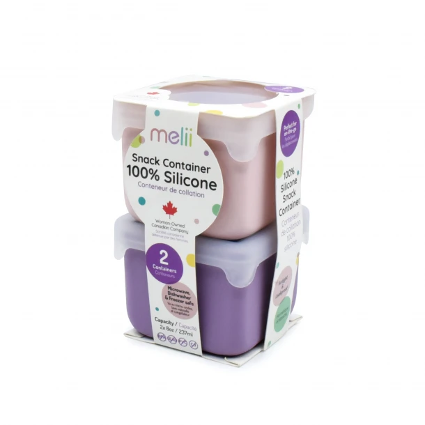 Σετ 2τμχ Δοχείο Σιλικόνης Για Σνακ 236ml Pink/Purple Melii MEL23300