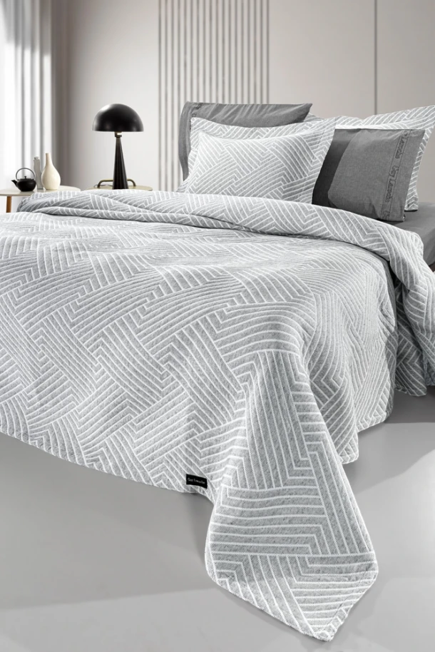 Κουβέρτα Polycotton King 245x260εκ. Lupo Grey-White Guy Laroche