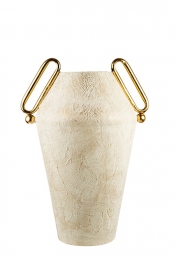 Βάζο Μεταλλικό Χρυσό-Λευκό Με Χερούλια 33x26x46εκ. Zen Collection 26.1.52222