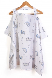 Ποδιά Θηλασμού Βαμβακερή 105x70εκ. Bear's Nest 03 White-Sky Blue DimCol