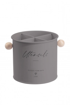 Κουταλοθήκη Με 4 Χωρίσματα Μεταλλική Γκρι Φ13,5x13εκ. Oriana Ferelli CLG700814GY