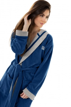 Μπουρνούζι Polycotton Βελουτέ Large Monogram Marine Guy Laroche