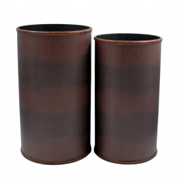 Ομπρελοθήκη Σετ 2τμχ Ξύλινη-Δερματίνης Καφέ 23x44εκ.-25x45εκ. Royal Art INX4/2322A