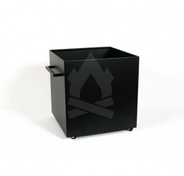 Ξυλιέρα Τετράγωνη 35x35x35εκ. Με Ρόδες Σιδερένια Μασίφ Black