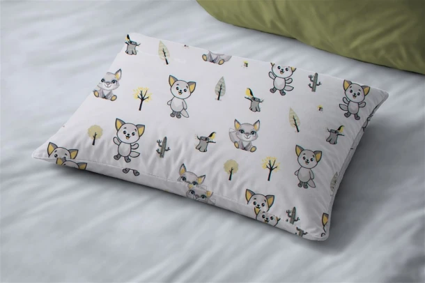 Μαξιλαροθήκη Bebe Βαμβακερή 35x45εκ. Baby Foxes 595 White-Grey DimCol