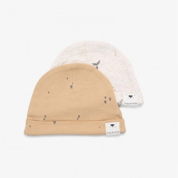 Σετ 2τμχ Σκουφάκι Βαμβακερό 0-3 Μηνών Newborn Hats Whale-Ocher Minene 221300045500M