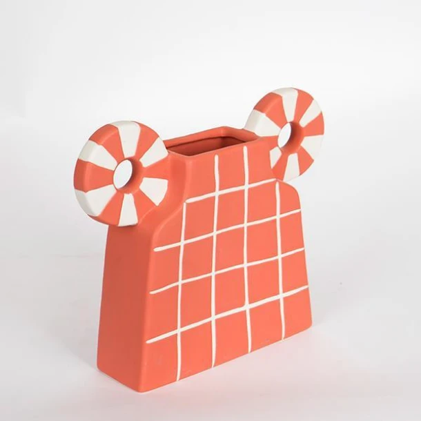 Βάζο Κεραμικό Σομόν-Λευκό 30,6x8x22,5εκ. ESTHETI 752-20207