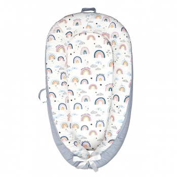 Φωλιά Ύπνου Βαμβακερή 85x55x15εκ. Rainbow Εκρού-Γκρι Melinen 20005224