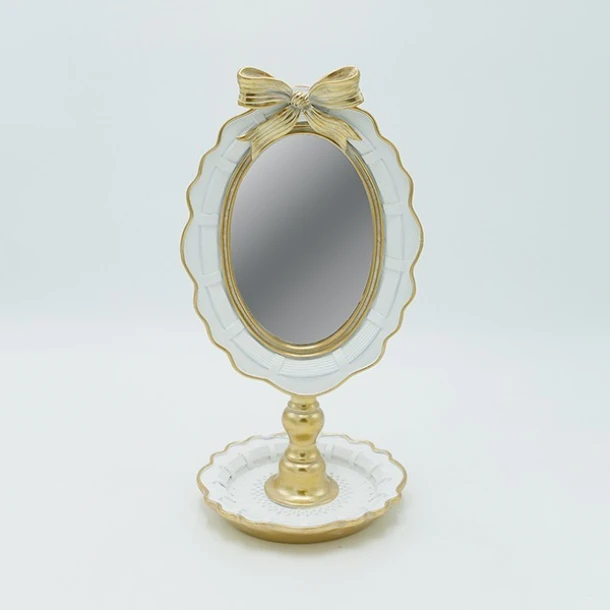 Καθρέπτης Επιτραπέζιος Polyresin Λευκός-Χρυσός 15,5x14x29,5εκ. ESTHETI 811-60002