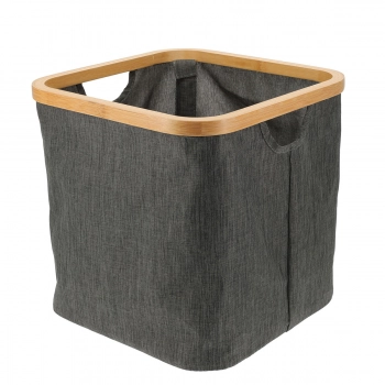 Καλάθι Αποθήκευσης Polyester Με Bamboo 30,5x30,5x30εκ. Deep Grey MRShome 0071000