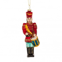 Χριστουγεννιάτικος Καρυοθραύστης Κρεμαστός Γυάλινος Κόκκινος 4,5x13εκ. iliadis 87639