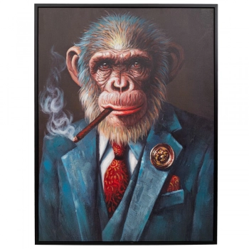 Πίνακας Χειροποίητος Με Γορίλα Σε Μαύρη Κορνίζα 94x123εκ. iliadis 92501
