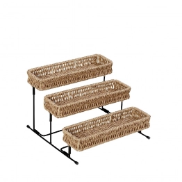 Καλάθι Σερβιρίσματος 3 Επιπέδων Ψάθινο Μπεζ ESPIEL 25x25x16εκ. KOD148