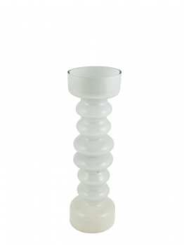 Κηροπήγιο Χειροποίητο Φυσητό Γυαλί Λευκό 10,5x34εκ. Zen Collection 25.48.52302