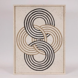 Πίνακας Καμβάς Ανάγλυφος Με Κύκλους Λευκός-Μπεζ-Μαύρος 60x3x80εκ. ESTHETI 812-10003