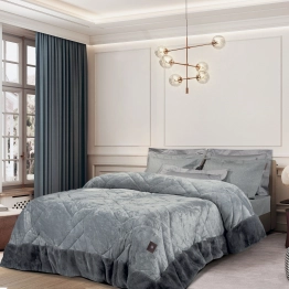 Κουβερτοπάπλωμα Flannel King 240x250εκ. Premium 4460 Grey Greenwich Polo Club