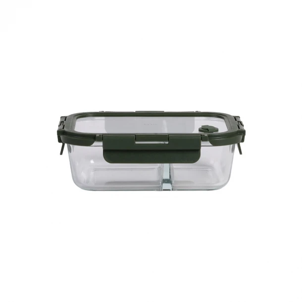 Φαγητοδοχείο Γυάλινο 2 Θέσεων 1030ml-19,8x14,8x5,9εκ. Olive Click & Seal Estia 01-39622