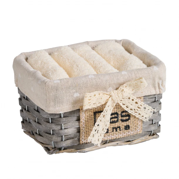 Σετ Πετσέτες Χεριών 4τμχ Soft Ecru Με Καλάθι 4000 Das Home