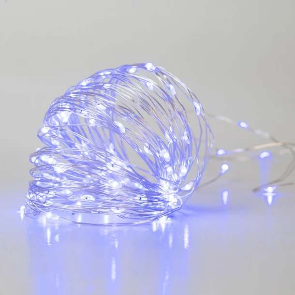 Λαμπάκια 50 Microled-2,5μ. Σύρμα Μπαταρίας Ασημί-Μπλε iliadis 75039