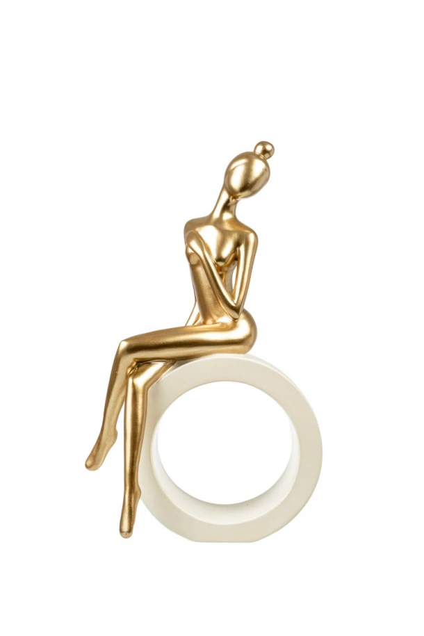 Διακοσμητικό Επιτραπέζιο Polyester Με Γυναικεία Φιγούρα Λευκό-Χρυσό 15x8,5x25,9εκ. Zen Collection 26.14.52773