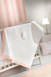 Κουβέρτα Πικέ Βαμβακερή Κούνιας Lapin Pink 110x150εκ. Saint Clair