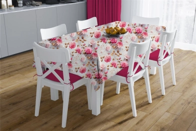 Τραπεζομάντηλο Polycotton Αλέκιαστο 180x300εκ. Roses 465 Grey-Pink DimCol